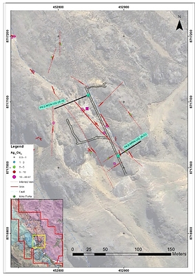 Figure 1 – Plan map: Madre Sierra Norte drill hole locations, seven drill holes on surface (left map) and two drill holes from underground (right map) Figure 1 – Plan map: Madre Sierra Norte drill hole locations, seven drill holes on surface (left map) and two drill holes from underground (right map)