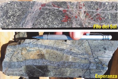Figure 3: Dense quartz-vein stockwork zones coupled with brown biotite alteration. Alteration styles in porphyry deposits that are often associated with robust Cu-Au mineralization. (CNW Group/Libero Copper & Gold Corporation.)
