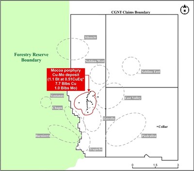Figure 1. Integrated Mocoa concession showing the unified title boundary following the integration of FJT-131 and FJT-141. The Mineral Resource Estimate1 (MRE) footprint is fully contained within the consolidated title, and importantly, no overlap with the forestry reserve remains, reflecting the updated boundary conditions and aligned land position for continued project advancement. (CNW Group/COPPER GIANT RESOURCES CORP.)